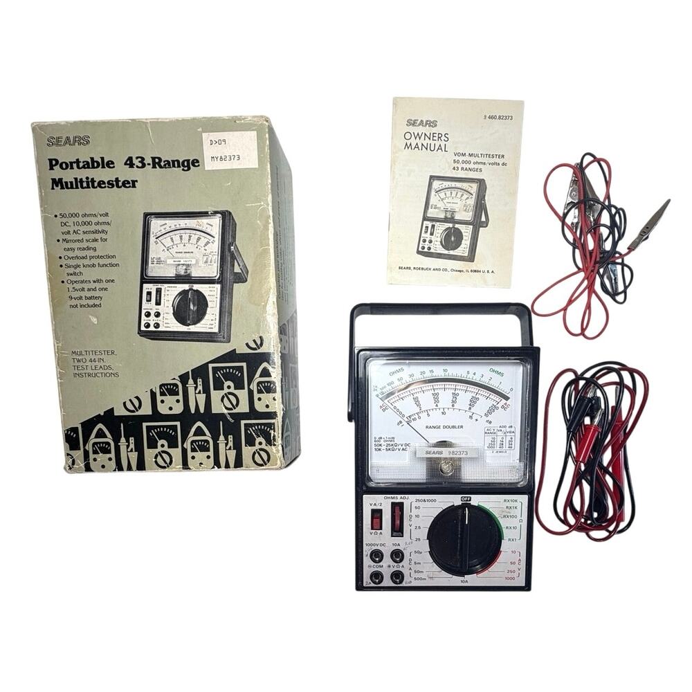Vintage Sears Portable 43-Range
Multitester in Original Box w/ Manual - Tested